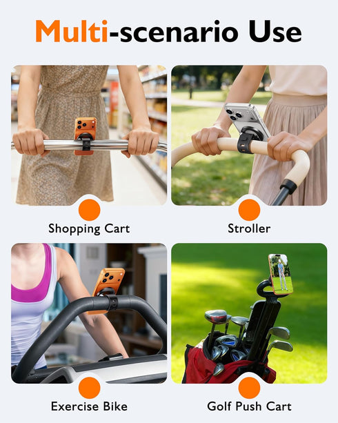 scenein 360 Magnetic Phone Holder for Gym, Bike Handlebar, Treadmill, Golf Cart, Stroller & Shopping Cart, Rotatable