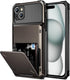 Vofolen iPhone 15 Plus Case, Gun Metal, Dual Layer Shockproof Wallet with Card Holder, 4-Card Slot, 6.7'' Protective