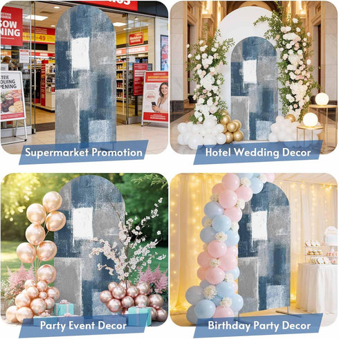 Jnbasdffb 6 Blue Grey Ombre Wedding Arch Cover,Stretchy Spandex Arch Backdrop Stand Covers FT,Abstract Vintage Oil