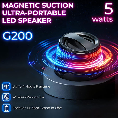 LENOLL Set Magnetic Mini Bluetooth Speaker with RGB Lights, Portable Wireless Stereo Speaker with Phone Holder, Small