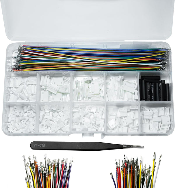 JST MX 1.25MM Connector Kit, 2/3/4/5/6/7/8/9/10 Pin Male and Female Micro Wire Connectors with 28AWG Pre-Crimped Cables