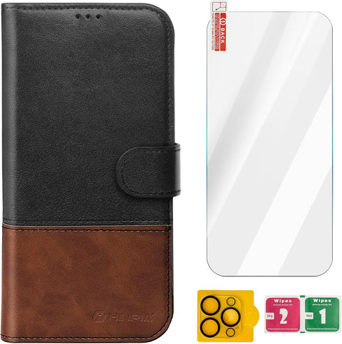 Wallet Case for iPhone 15 Pro Max, RFID Blocking Credit Card Holder, PU Leather Flip Kickstand Cover for Men Women