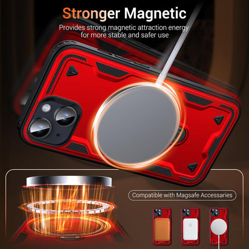 WYUIC 15 10ft 360 15 Designed for iPhone Magnetic Case, Compatible with Magsafe, Drop Test Hard Rugged, Rotating Ring
