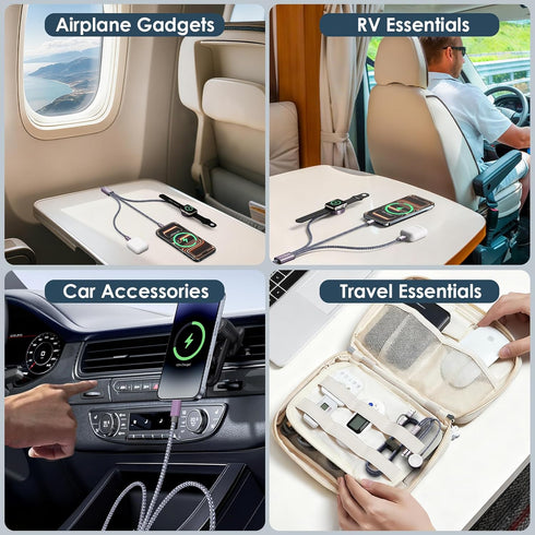 Ultra/10-2/iPhone 17-11/Samsung S25-S20,airPods,Car-4FT Travel Essentials,Multi Charging Cable for Apple Watch