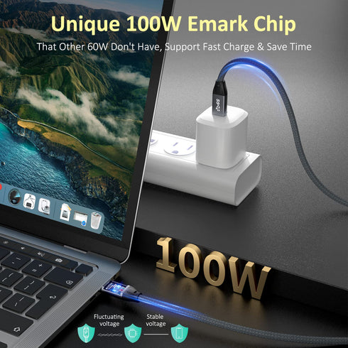 USB C to USB C 3.2 Gen 2 Cable, 6.6Ft, 100W PD Charging, 20Gbps Data, Compatible with MacBook Pro/Air, Galaxy S23, Brio