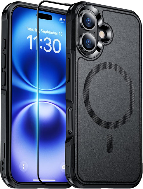 Temdan Designed for iPhone 16 Case Magnetic, Compatible with Magsafe, Military Grade Drop Protection, Tough Rugged Case