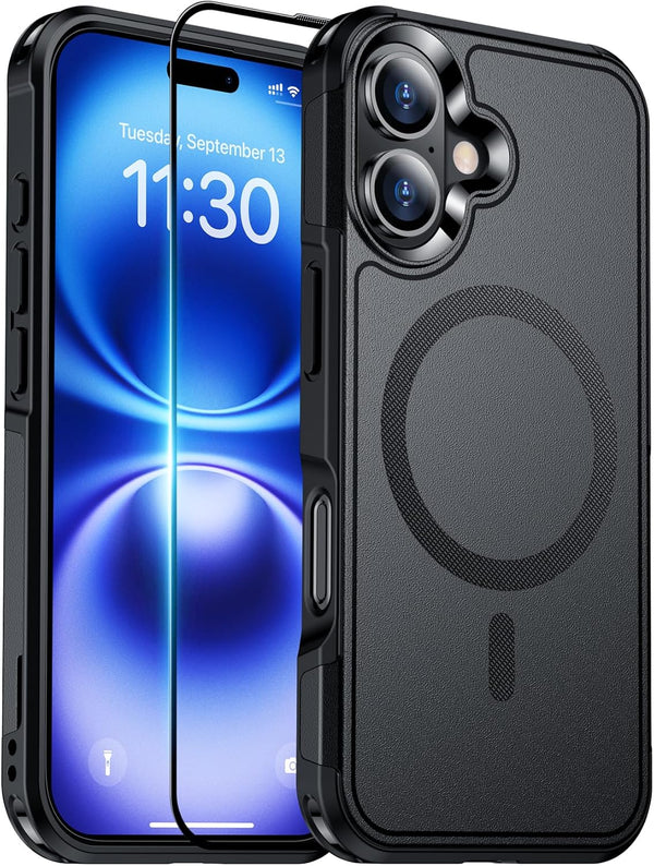 Temdan Designed for iPhone 16 Case Magnetic, Compatible with Magsafe, Military Grade Drop Protection, Tough Rugged Case