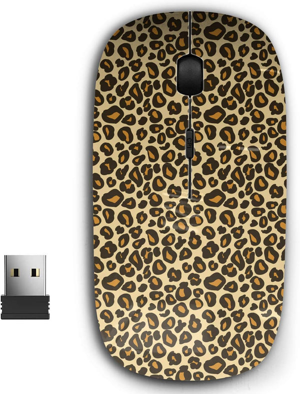 2.4G Ergonomic Portable USB Wireless Mouse for PC, Laptop, Computer, Notebook with Nano Receiver (Leopard Cheetah Skin)