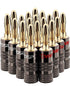 FosPower Banana Plugs, 10 Pairs (20 pcs), Closed Screw 24K Gold Plated Speaker Plug Connectors for Audio Systems