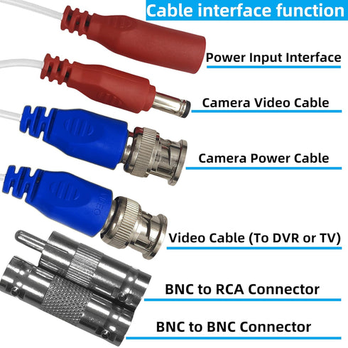 4PCS 100ft/30m 8BNC 100 Integrated BNC Video Power Cable ext. for Security Cameras, CCTV, Surveillance & DVR installs.