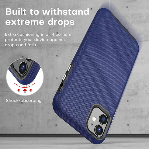 CellEver Heavy-Duty Case for iPhone 11, Dual Layer, Military Grade Protection, Slim, Shockproof Non-Slip, Navy Blue