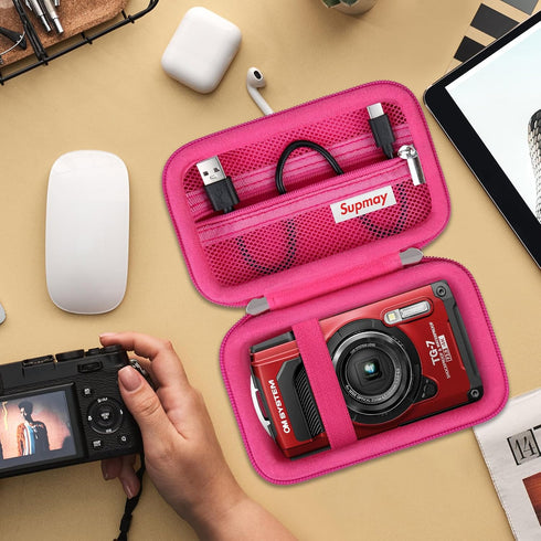 Hard Carrying Case for Olympus Tough TG-7/TG-6 Shockproof and Waterproof Digital Camera, Travel Case with Zipper Mesh