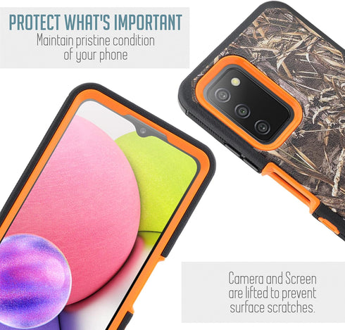 Designed for Samsung Galaxy A03S Shockproof Holster Case, Tough Rubber Rugged Hybrid with Built-in Screen Protector