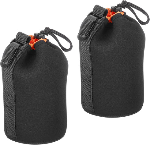 PATIKIL 2 Pcs Camera Lens Bag, 3.9" ID x 7.1" H Drawstring Pouch with Thick Neoprene for DSLR Camera Lens
