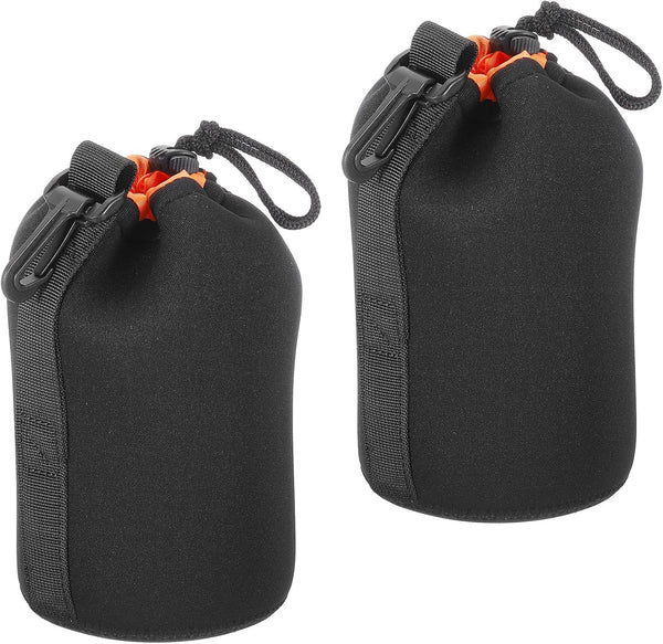 PATIKIL 2 Pcs Camera Lens Bag, 3.9" ID x 7.1" H Drawstring Pouch with Thick Neoprene for DSLR Camera Lens