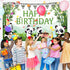Cartoon Panda Birthday Decorations, Panda Backdrop for Party Supplies, Green Bamboo Background for Kids Birthday Party