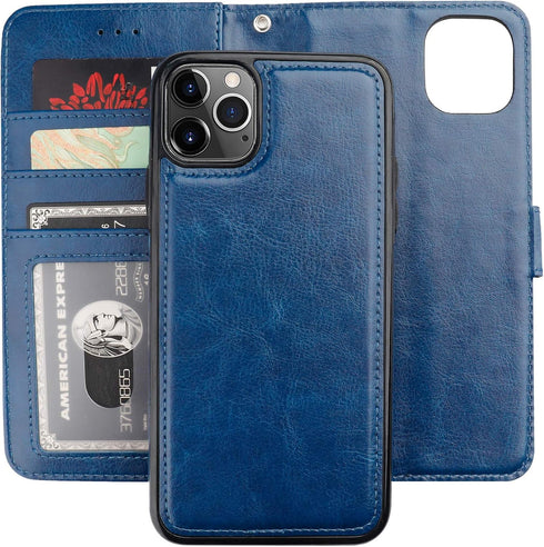 Bocasal Wallet Case for iPhone 11 Pro Max, Card Holder PU Leather, Magnetic Detachable Kickstand, Shockproof Flip Cover