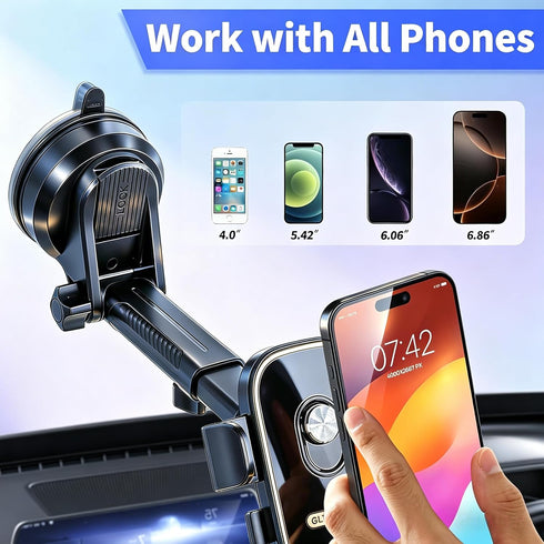Runhike 360 17 16 Windshield Phone Mount for Car, Adjustable Universal Cell Phone Holder, for Dashboard Windshield Car