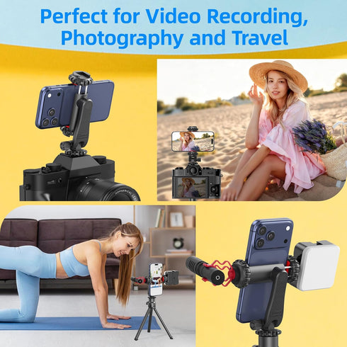 Zeadio Smartphone Tripod Mount Adapter, Cell Phone Tripod Holder Selfie Stick Monopod Adjustable Clamp, Fits for All