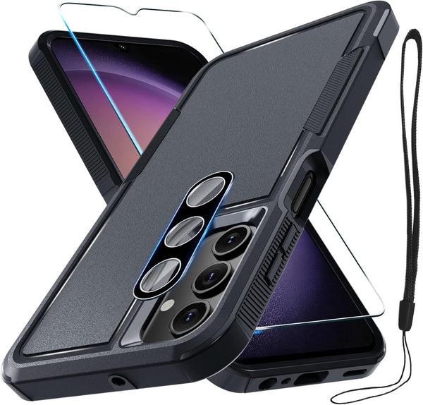 Shop Samsung Galaxy A15 5G Case: Rugged, Shockproof Full Body Cover with Lanyard, Tempered Glass, and Lens Protector.