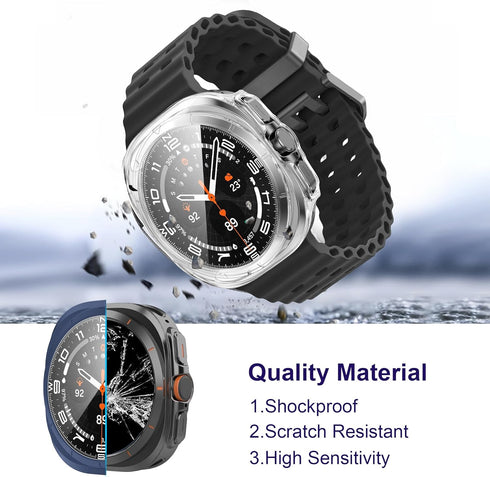 12+4 Pack Case for Samsung Galaxy Watch 7 Ultra 47mm, Waterproof Hard PC Scratch Resistant Cover with Tempered Glass
