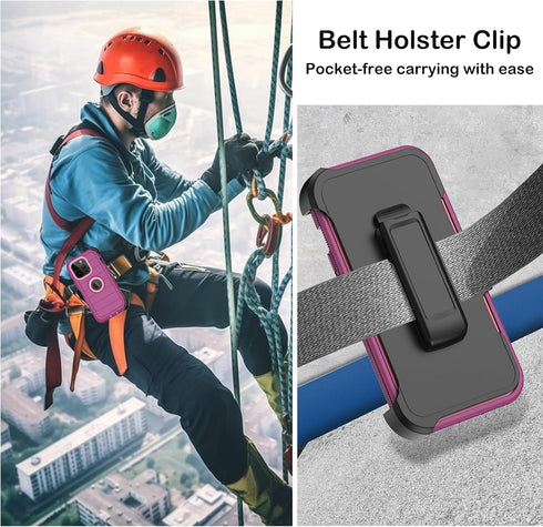 Shop iPhone 13 Pro Case (6.1") - Burgundy, Heavy Duty Shockproof, Military Grade, with Belt Clip, Kickstand & Screen