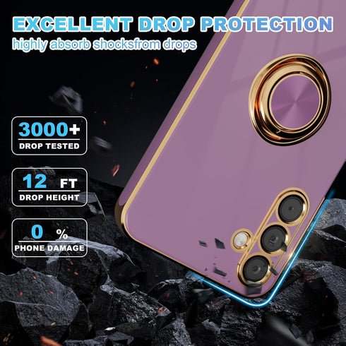 Galaxy A15 5G Phone Case with Screen Protector, Magnetic Kickstand, Built-in 360° Rotation Ring Holder, Slim Soft TPU