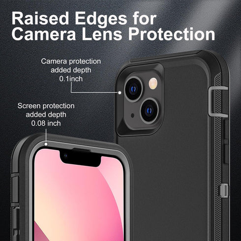 iPhone 13 Mini Case, Military Grade 3 in 1 Heavy Duty Shockproof/Dust Proof with 2Pcs Tempered Glass Protector