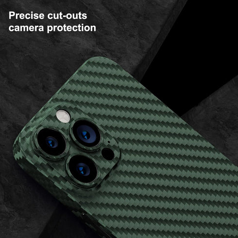 memumi Slim Case for iPhone 13 Pro Max, 0.3 mm Matte Carbon Fiber Pattern, Ultra Thin Scratch Resistant Green
