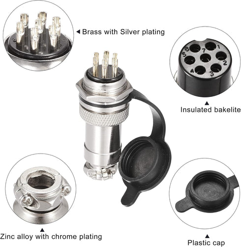 MECCANIXITY Aviation Connector Set, 20mm, 7 Terminals, 5A 150V, GX20 Waterproof Male Female Connector, 5 Sets