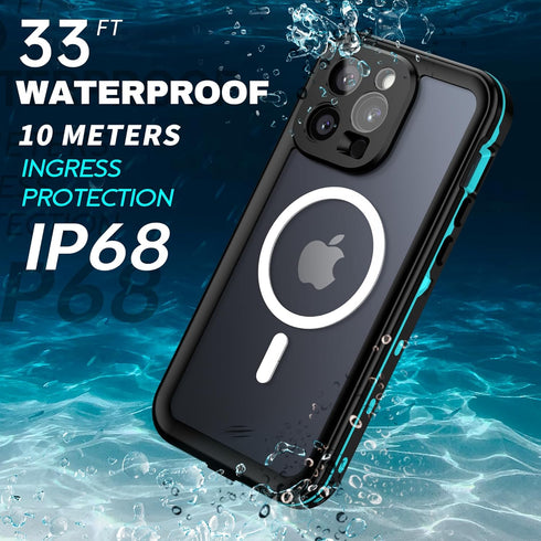 BEASTEK iPhone 15 Pro Waterproof Case, IP68 Shockproof Dustproof with Built-in Screen Protector and MagSafe Cover, Teal