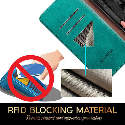 SUANPOT Leather Wallet Case for Samsung Galaxy S9+ / S9 Plus 6.2" (Non S9 5.8") with RFID Blocking, PU Flip Folio