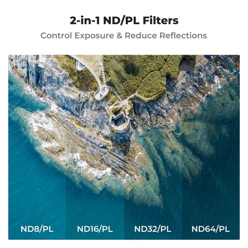 K&F Concept ND/PL Filter Set for DJI Avata 2, 4 Pack ND8/PL ND16/PL ND32/PL ND64/PL Drone Accessories