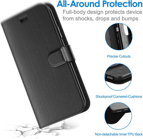 JETech Wallet Case for iPhone 11, Shockproof PU Leather Magnetic Flip Cover with Card Holder and Stand Feature (Black)