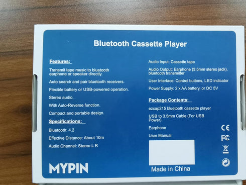 Bluetooth Cassette Player with Headphone, Portable Tape Player with Bluetooth Output, 2 AA Battery or USB Power Supply