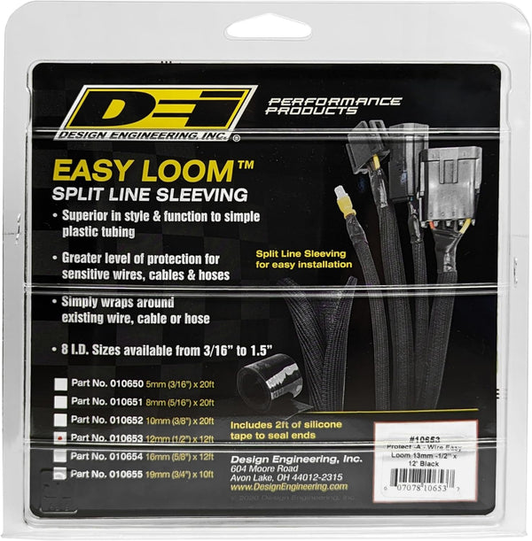 Design Engineering Easy Loom 1/2" x 12' Split Sleeve for Wire and Hose Protection, 010653