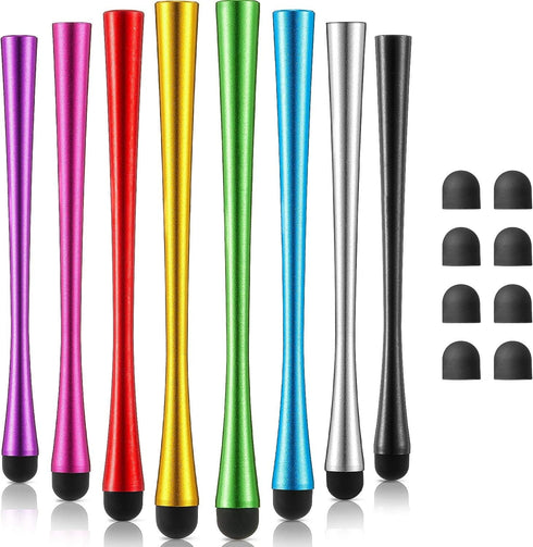 Outus 8 Pieces Waist Stylus Pens with 8 mm Rubber Tips, Compatible with iPhone, iPad, Tablet, 8 Colors