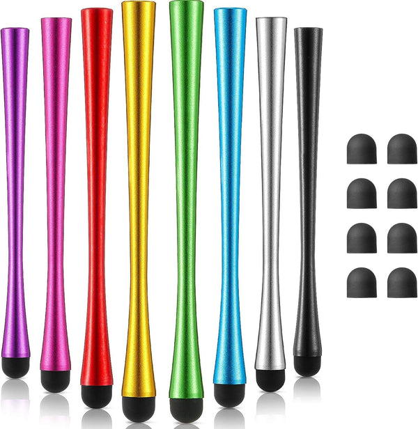 Outus 8 Pieces Waist Stylus Pens with 8 mm Rubber Tips, Compatible with iPhone, iPad, Tablet, 8 Colors