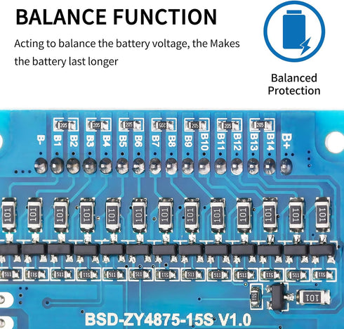 Bisida 16S 60V 30A Common Pack (16S 60V 30A) BMS Li-ion PCB Protection Board with Balance Wire and NTC,Ten Functional