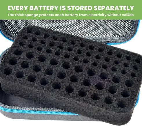 9V, 3V ALKOO Battery Organizer Case for AA AAA Batteries, Storage Holder Box with Mesh Pocket for C, Lithium Cells