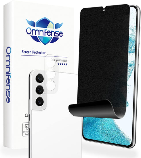 Galaxy S22 Plus Screen Protector Matte Privacy Soft Film 2 Pack, Tempered Glass Camera Lens Protector 1 Pack