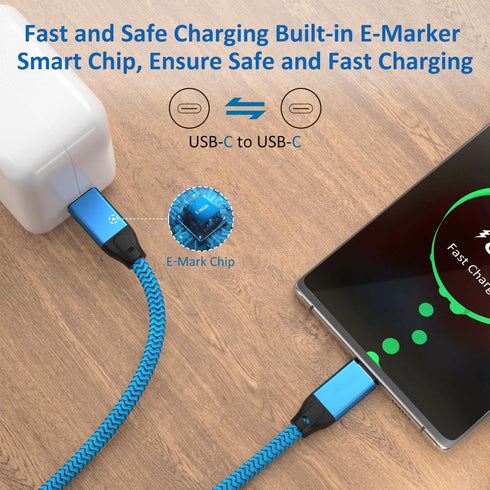 UseBean 100W USB C to C Cable 0.6FT (2 Pack), Short Fast Charge 3.2 Gen 2X2 Video Cable for iPhone 15, MacBook