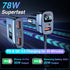 kapebow 78W Fast Charging USB C Car Charger, 5 Port Charger with Voltage Display, 5FT Extension for iPhone, iPad,