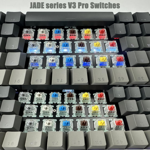Kutethy X Gateron Jade Series Dual-Stage Spring Pre Lubed Switches Silver V3 Pro, 3-Pin 45gf Linear/RGB/LED Switches