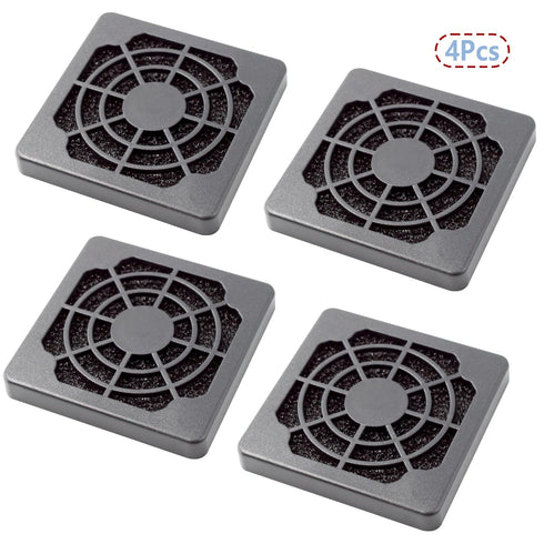 Adyoney 4 50mm Pcs Black Square Plastic Cooling Fan Filter Cover, Dust Screen for Filter Fan Chassis, for PC Computer