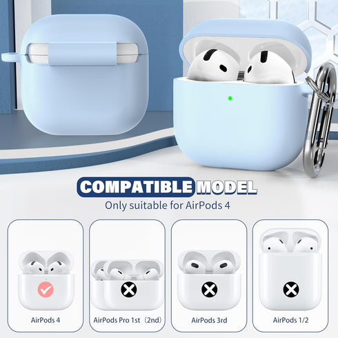 R-fun Airpods 4th Case Cover with Cleaner Kit, Soft Skin Silicone Case with Keychain, Full Protective Case for Men Women