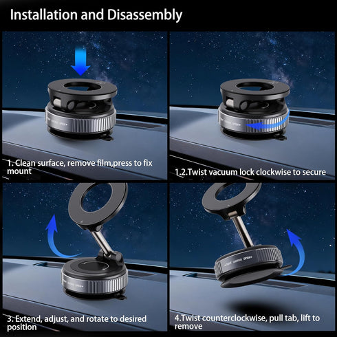 wofoboxair 2026 360 96LBS Upgraded Vacuum Magnetic Car Phone Holder Reinforced Ultra Suction Cup Phone Mount