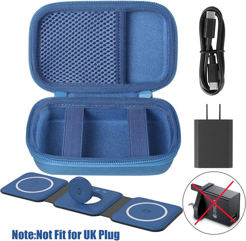 Aenllosi Hard Carrying Case for UCOMX Nano 3 in 1 Wireless Charger (Blue, Case Only)