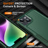 Ezanmull iPhone 14 Case - Dark Green, Full-Body, Shockproof & Dropproof + 2 Tempered Glass & Camera Lens Protectors.