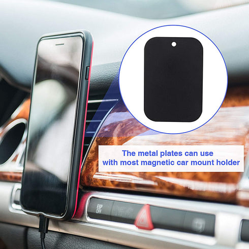 Weewooday 24 Pieces Metal Plates for Phone Magnet, Car Magnetic Holder Cradle with Adhesive Mount (Black, Simple Style)